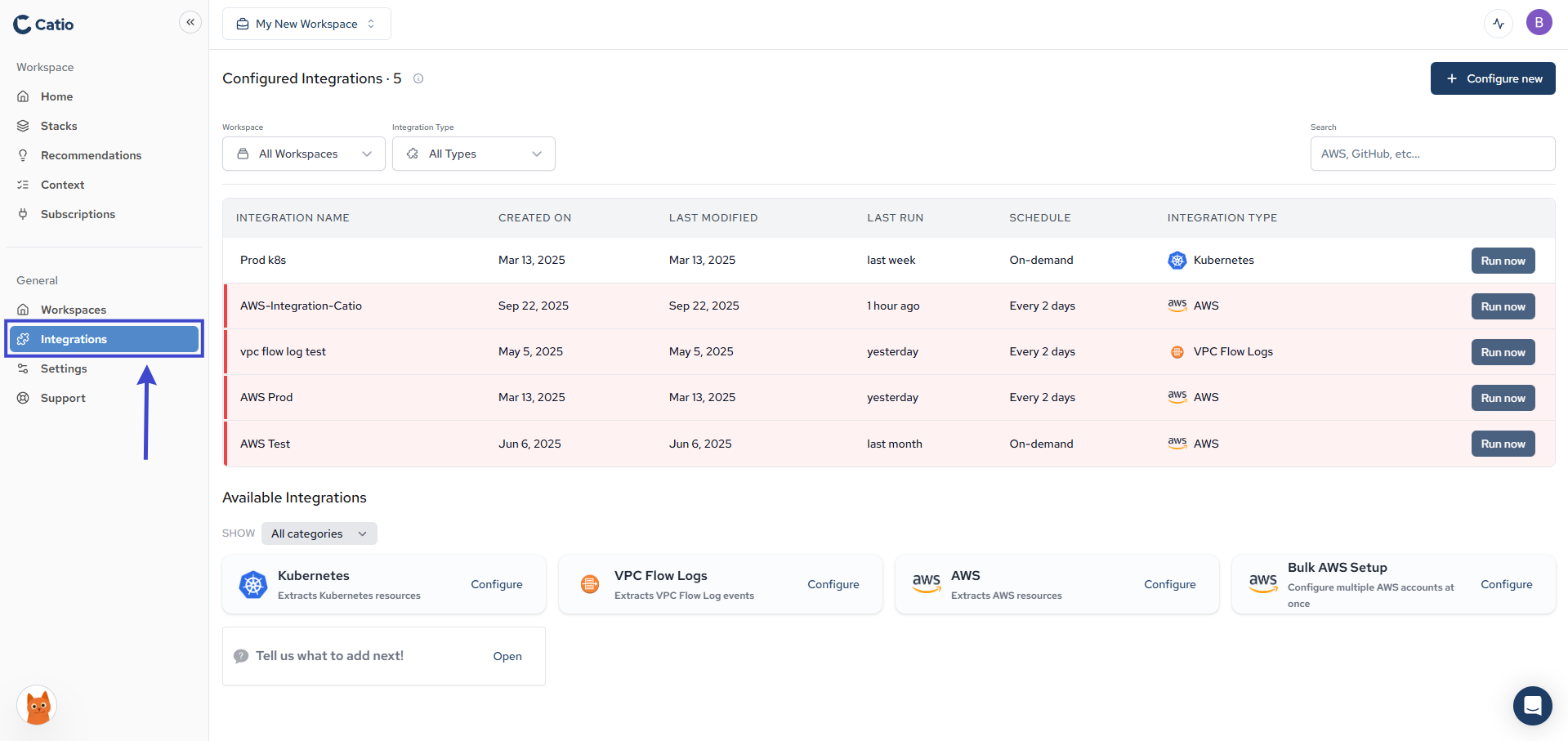 Integrations landing