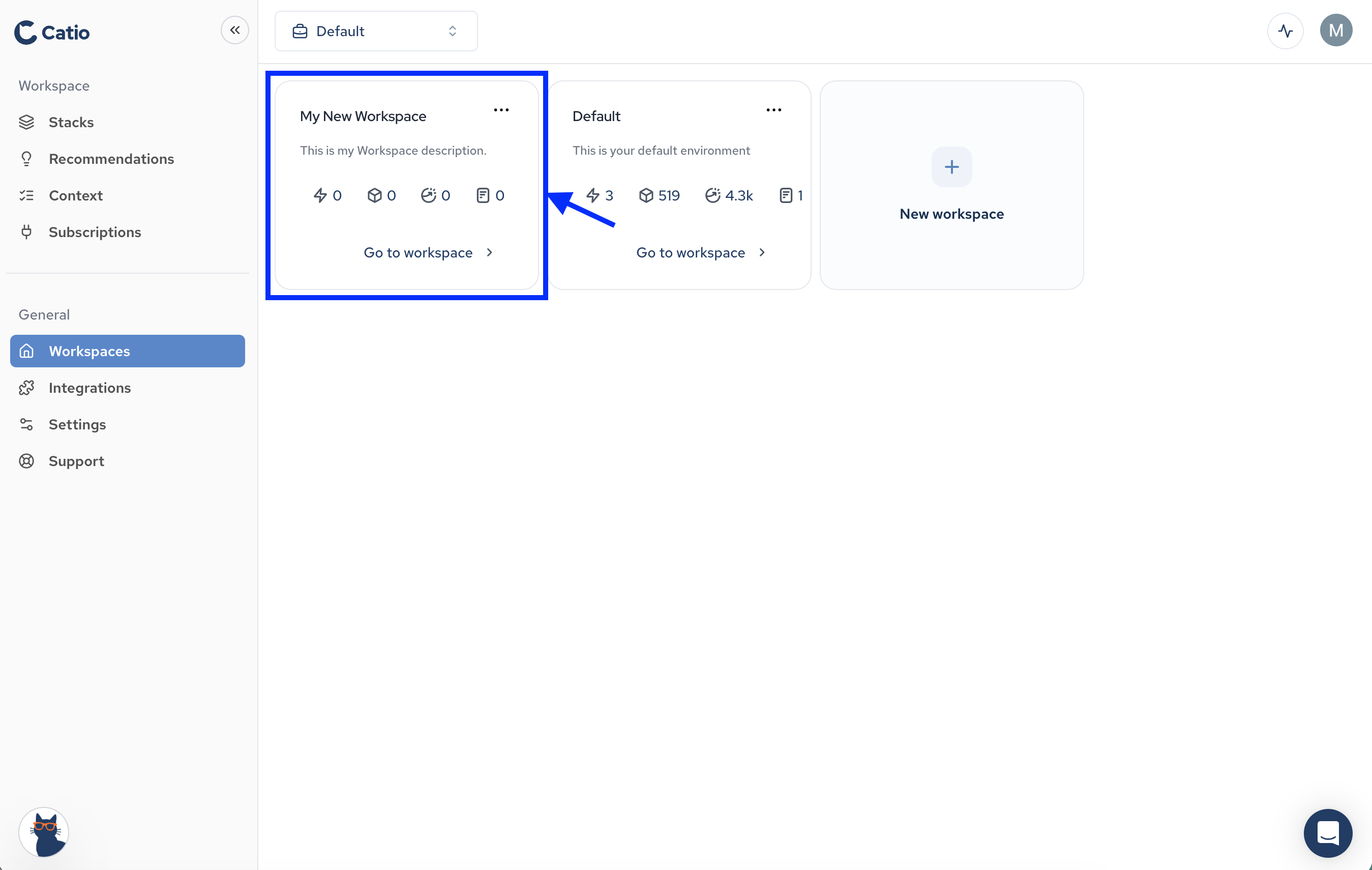 New workspace created